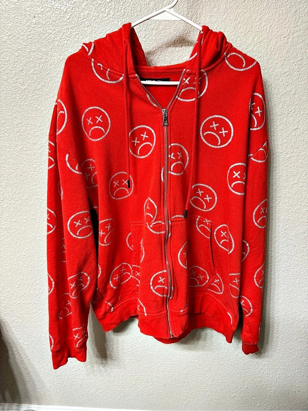 NOVAMEN Red Graphic Zip Hoodie